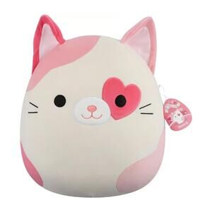 NWT Squishmallows Susan Q Calico Cat Heart Patch Plush 16"